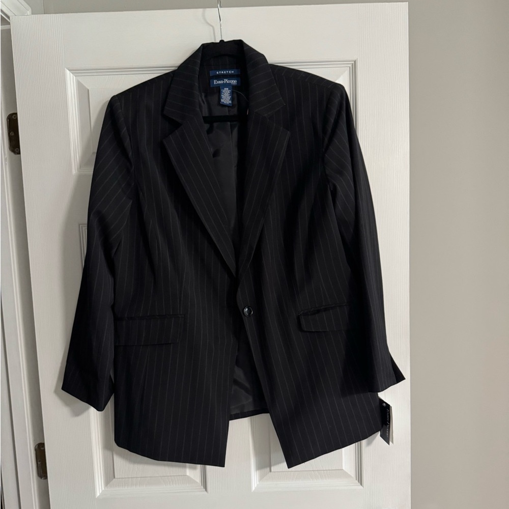 Evan Picone Blazer Novelty Car Jacket Womens Stripe Button Jacket Lined NWT